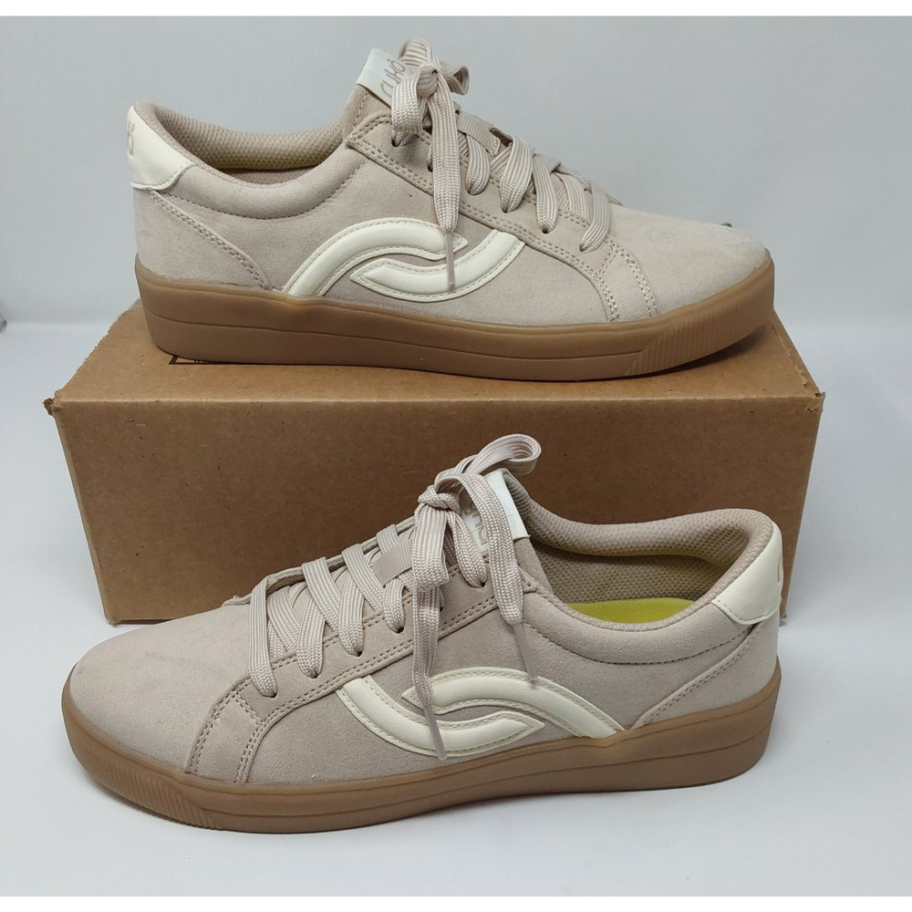 Ryka Women’s Lace Up Sneakers Beige Gum Sole Casual Walking Shoes Size 9M